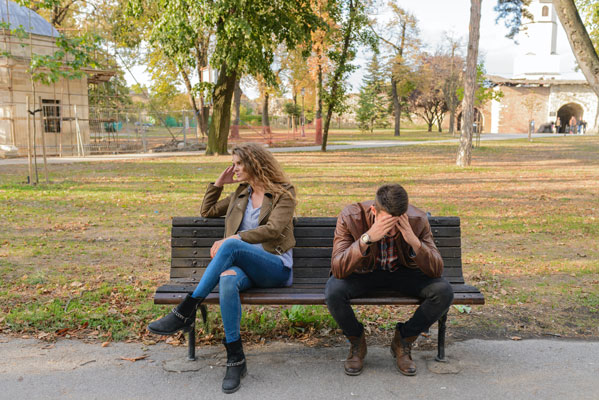 stressed unhappy couple